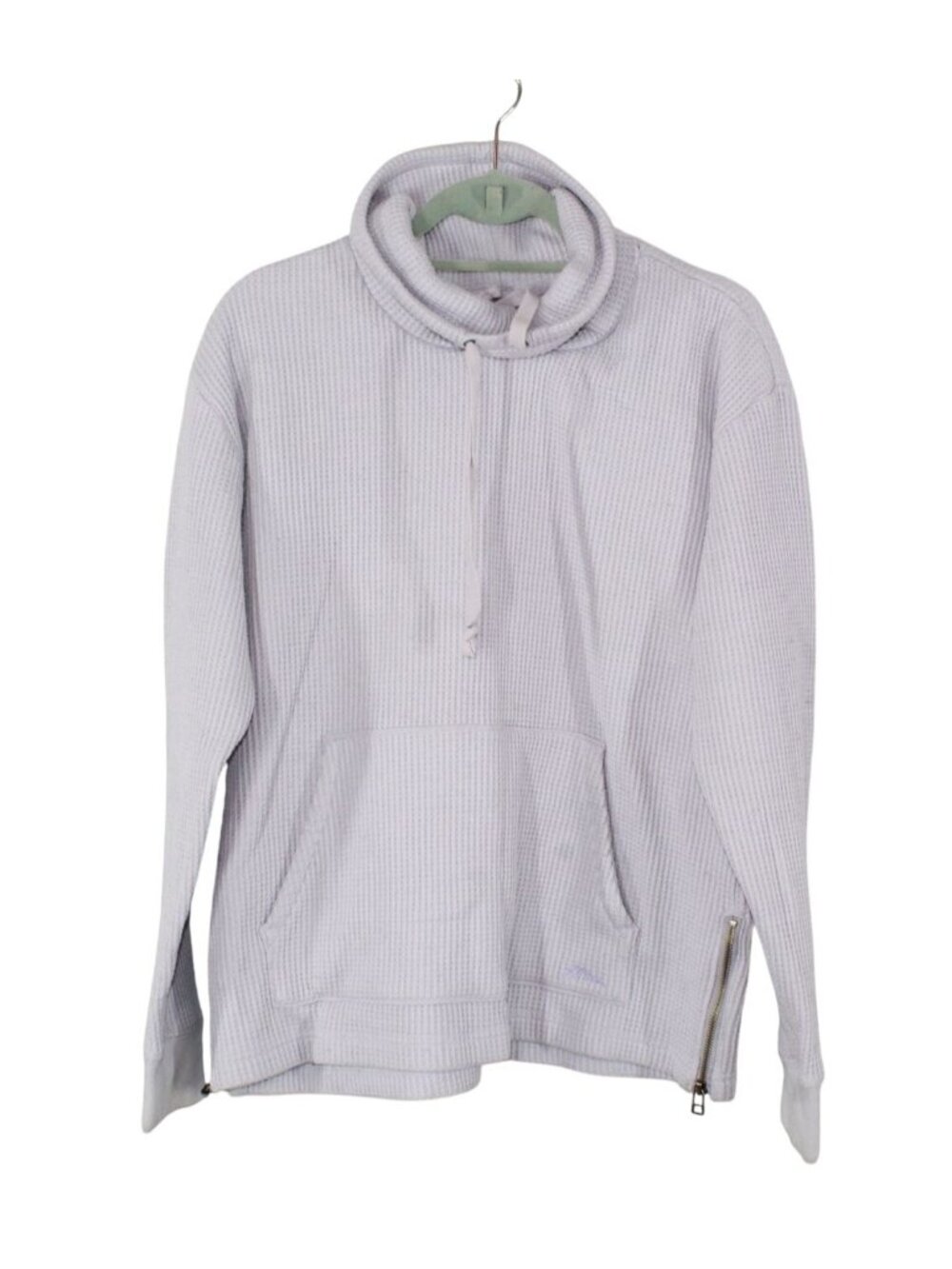 LL Bean Signature Womens Lavender Waffle Knit Cowl Neck Pullover Casual Lounge M